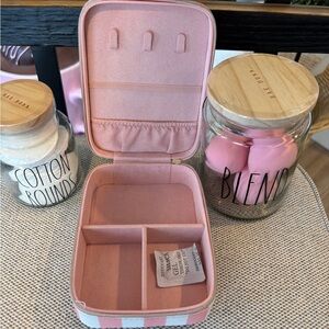 Three Piece Set Pink Jewelry Organizer.
& Vanity Make Up Set - NWT